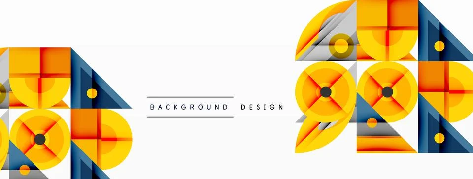 Geometric abstract composition with intersecting shapes, circles, triangles, and 스톡 일러스트