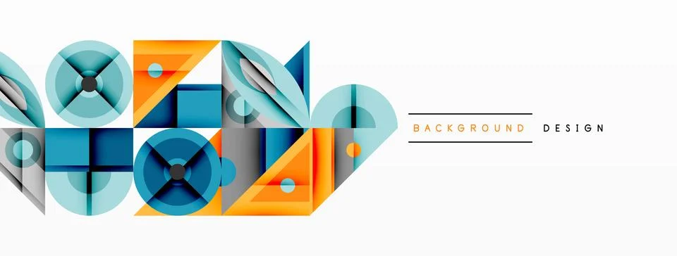 Geometric abstract composition with intersecting shapes, circles, triangles, and 스톡 일러스트