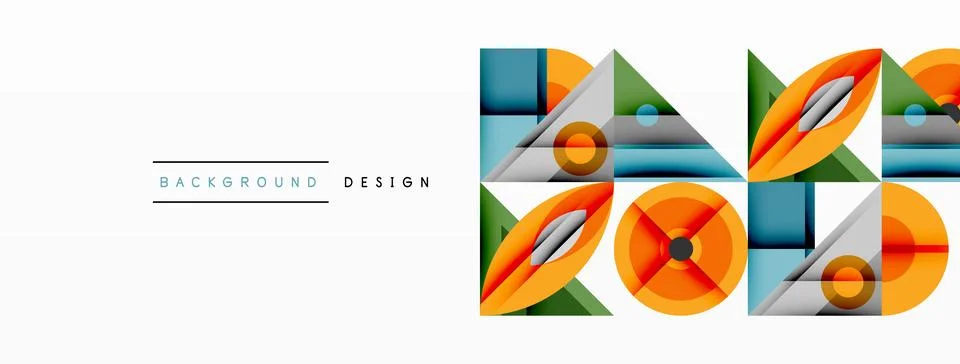 Geometric abstract composition with intersecting shapes, circles, triangles.. Stock Illustration