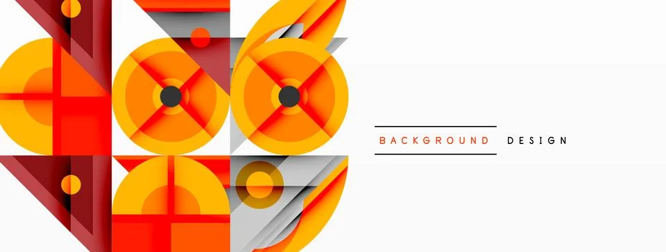 Geometric abstract composition with intersecting shapes, circles, triangles.. 스톡 일러스트