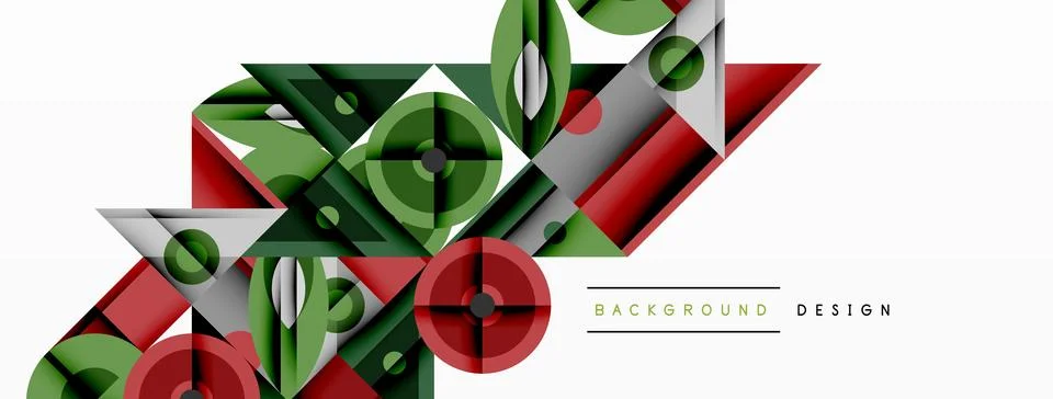 Geometric abstract composition with intersecting shapes, circles, triangles.. 스톡 일러스트