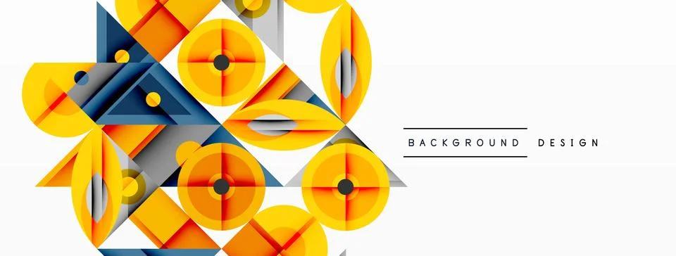 Geometric abstract composition with intersecting shapes, circles, triangles.. 스톡 일러스트