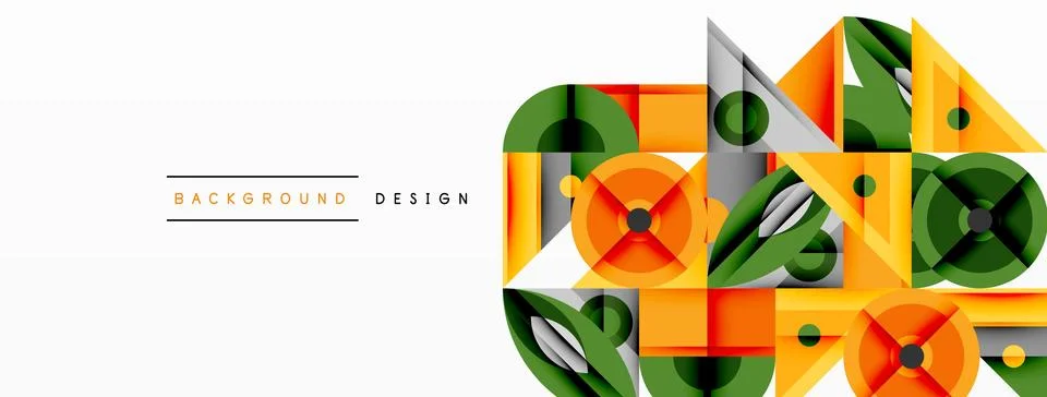 Geometric abstract composition with intersecting shapes, circles, triangles, and 스톡 일러스트