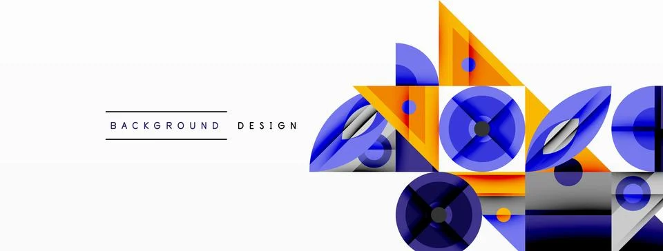 Geometric abstract composition with intersecting shapes, circles, triangles, and 스톡 일러스트