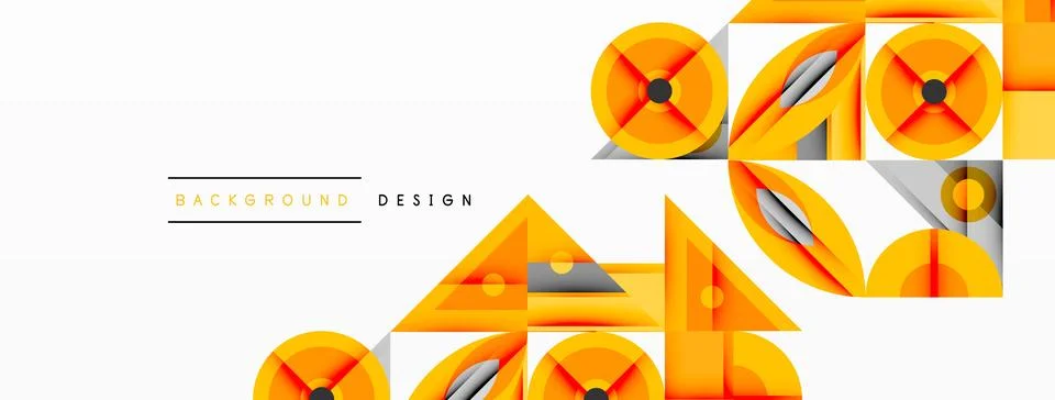 Geometric abstract composition with intersecting shapes, circles, triangles, and 스톡 일러스트