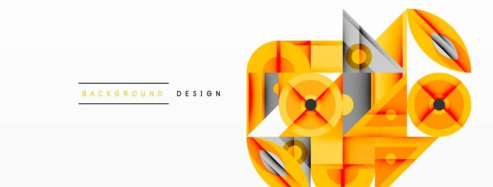 Geometric abstract composition with intersecting shapes, circles, triangles.. Stock Illustration