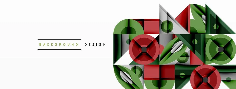 Geometric abstract composition with intersecting shapes, circles, triangles.. 스톡 일러스트