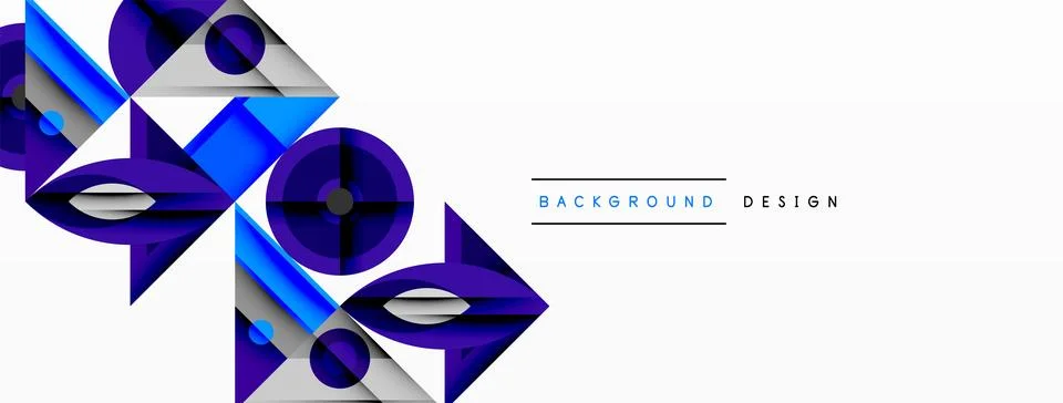 Geometric abstract composition with intersecting shapes, circles, triangles.. Stock Illustration