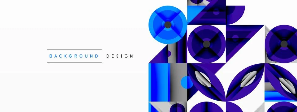 Geometric abstract composition with intersecting shapes, circles, triangles.. Stock Illustration
