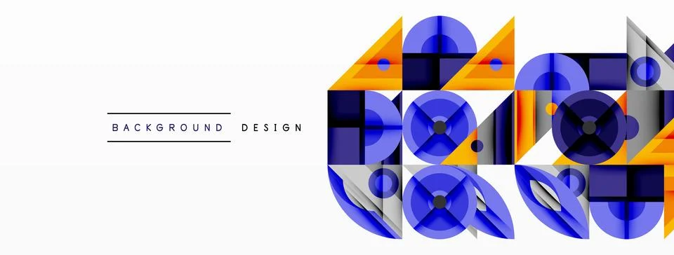 Geometric abstract composition with intersecting shapes, circles, triangles.. Stock Illustration