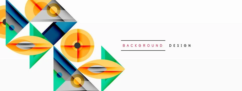 Geometric abstract composition with intersecting shapes, circles, triangles.. Stock Illustration