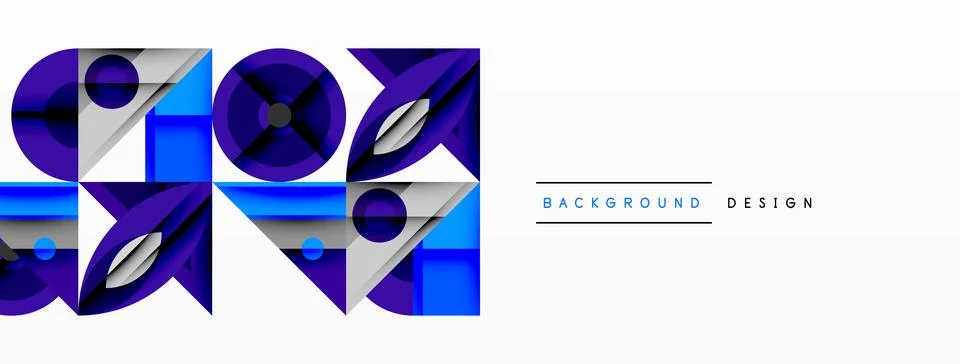 Geometric abstract composition with intersecting shapes, circles, triangles, and 스톡 일러스트