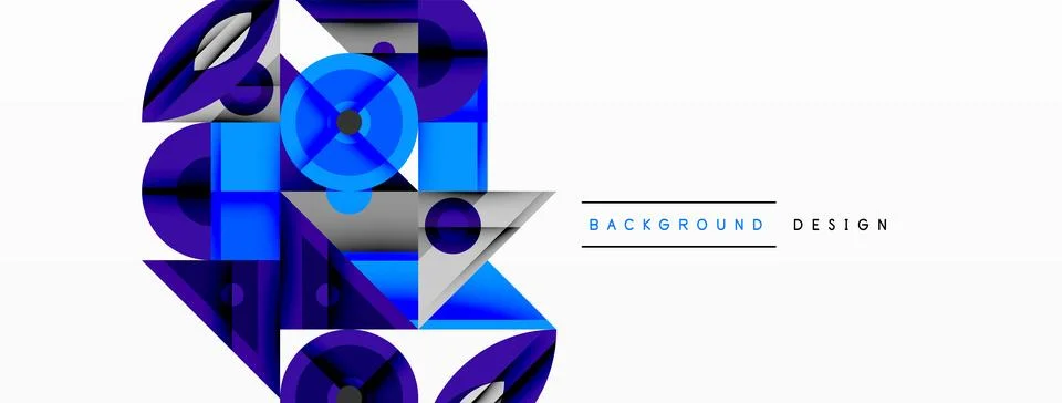 Geometric abstract composition with intersecting shapes, circles, triangles, and 스톡 일러스트