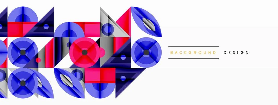 Geometric abstract composition with intersecting shapes, circles, triangles, and 스톡 일러스트