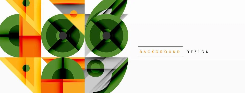 Geometric abstract composition with intersecting shapes, circles, triangles.. Stock Illustration