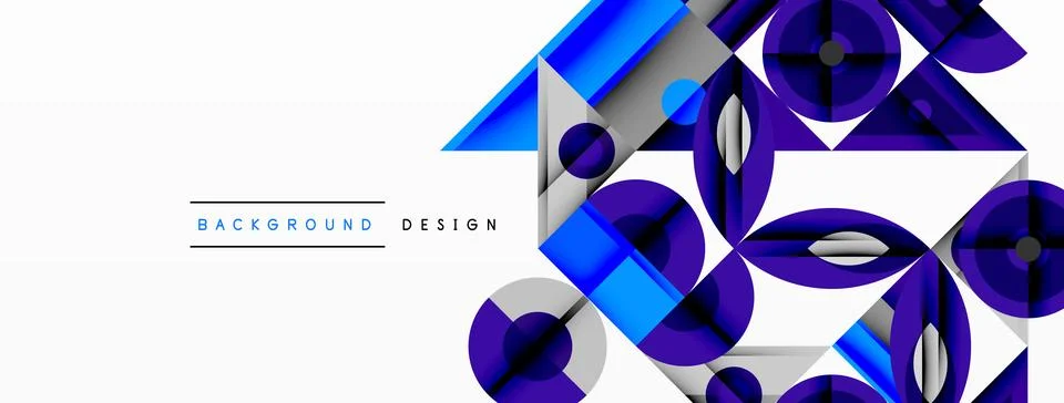 Geometric abstract composition with intersecting shapes, circles, triangles.. Stock Illustration