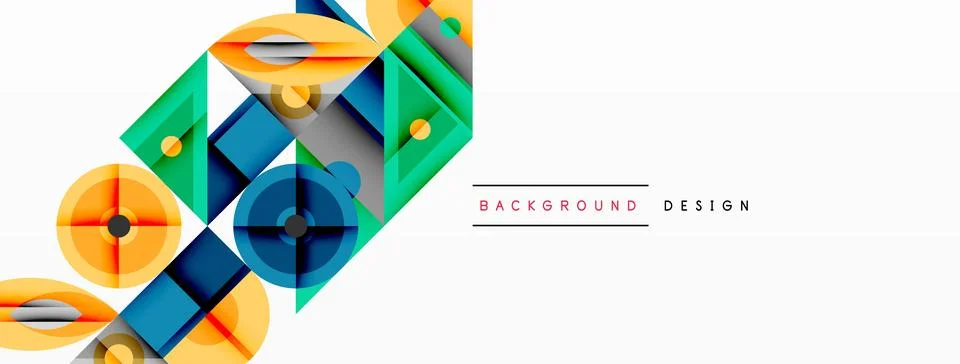 Geometric abstract composition with intersecting shapes, circles, triangles, and 스톡 일러스트