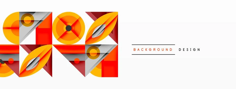 Geometric abstract composition with intersecting shapes, circles, triangles, and 스톡 일러스트