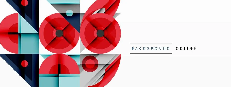 Geometric abstract composition with intersecting shapes, circles, triangles, and 스톡 일러스트