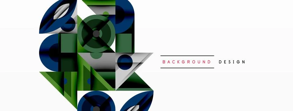 Geometric abstract composition with intersecting shapes, circles, triangles, and 스톡 일러스트