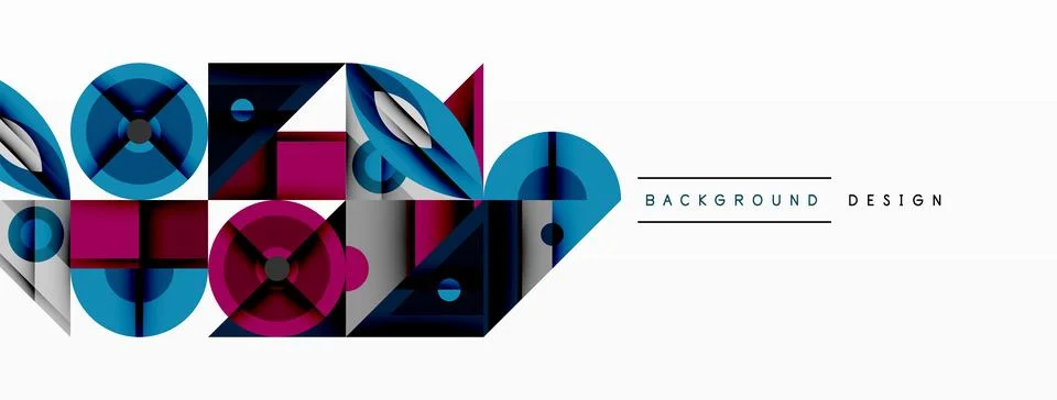 Geometric abstract composition with intersecting shapes, circles, triangles, and 스톡 일러스트