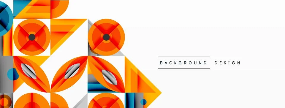 Geometric abstract composition with intersecting shapes, circles, triangles, and 스톡 일러스트