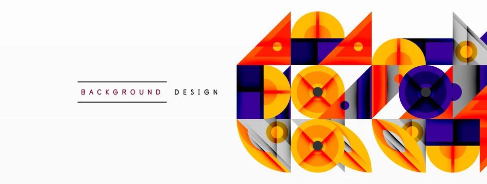 Geometric abstract composition with intersecting shapes, circles, triangles, and 스톡 일러스트