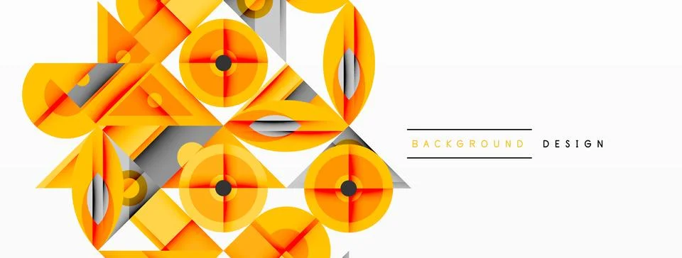 Geometric abstract composition with intersecting shapes, circles, triangles, and 스톡 일러스트