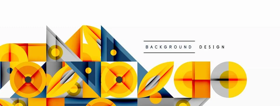 Geometric abstract composition with intersecting shapes, circles, triangles, and 스톡 일러스트