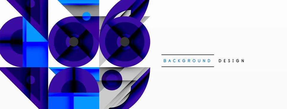 Geometric abstract composition with intersecting shapes, circles, triangles, and 스톡 일러스트