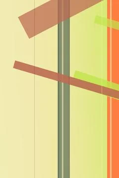 Geometric abstract composition with layered lines in beige, lime green, and.. Stock Illustration