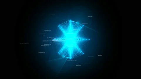 Geometric abstract composition with lines, points and random numbers. Plexus Stock Footage 94164727