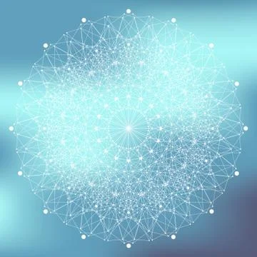 Geometric abstract connected line with dots. Big data visualization. Molecule Illustrazione stock