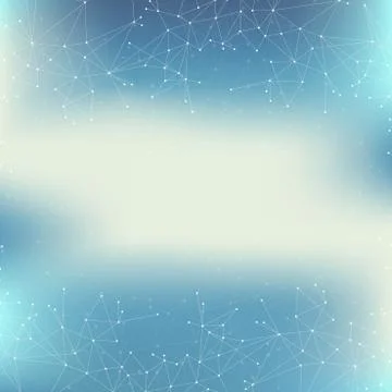 Geometric abstract connected line with dots. Big data visualization. Molecule Stock Illustration