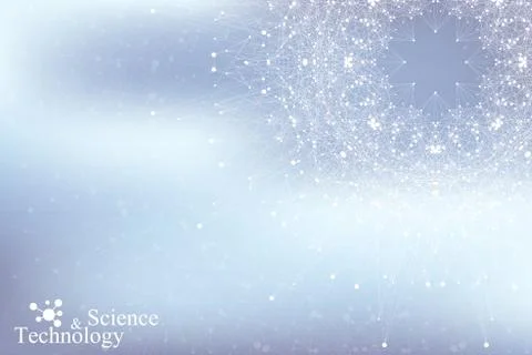 Geometric abstract connected line with dots. Big data visualization. Molecule Stock Illustration