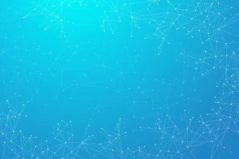 Geometric abstract connected line with dots. Big data visualization. Molecule Stock Illustration