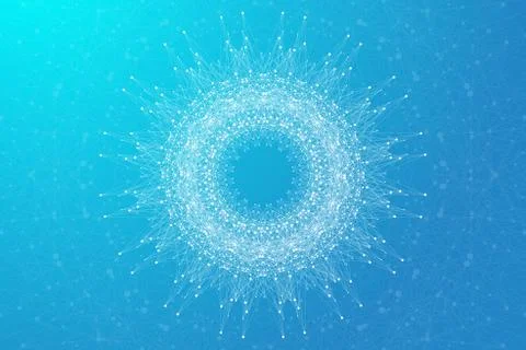 Geometric abstract connected line with dots. Big data visualization. Molecule Stock Illustration
