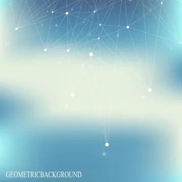 Geometric abstract connected line with dots. Big data visualization. Molecule Stock Illustration