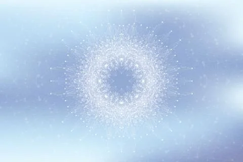 Geometric abstract connected line with dots. Big data visualization. Molecule Stock Illustration