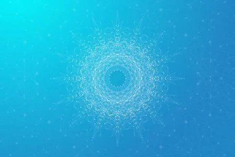 Geometric abstract connected line with dots. Big data visualization. Molecule Stock Illustration