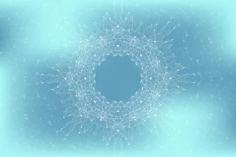 Geometric abstract connected line with dots. Big data visualization. Molecule Stock Illustration