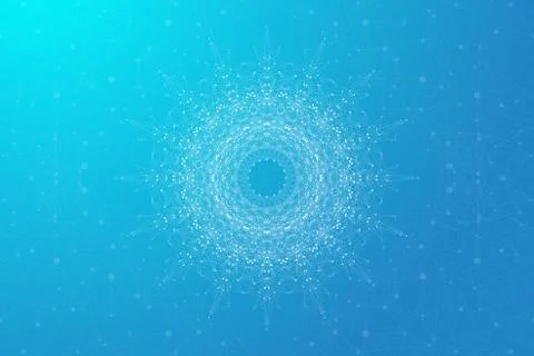 Geometric abstract connected line with dots. Big data visualization. Molecule Stock Illustration