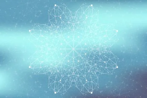 Geometric abstract connected line with dots. Big data visualization. Molecule Stock Illustration