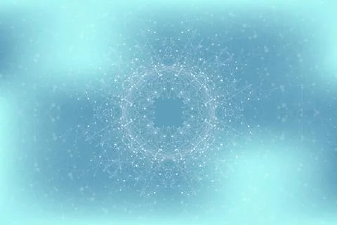 Geometric abstract connected line with dots. Big data visualization. Molecule 스톡 일러스트