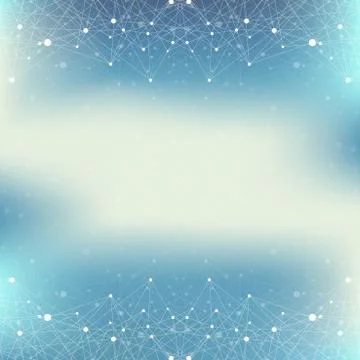 Geometric abstract connected line with dots. Big data visualization. Molecule Stock Illustration