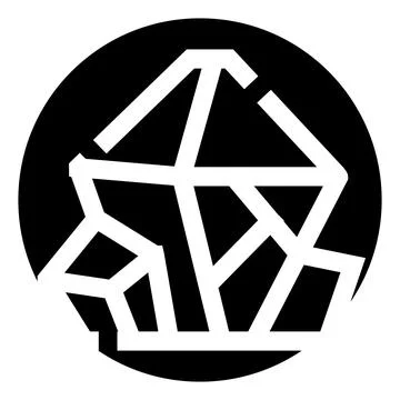Geometric abstract crystal icon inside black circle Illustrazione stock