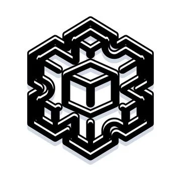 Geometric abstract cube creating 3d optical illusion Illustrazione stock