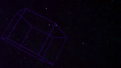 Geometric abstract cubes with fly bright glitters in galaxy Stock Footage 202043672