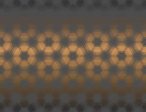 Geometric abstract dark gray with metallic copper tint textured hexagon Stock Illustration