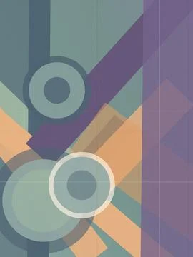 Geometric abstract design with overlapping circles and diagonal stripes in .. Stock Illustration